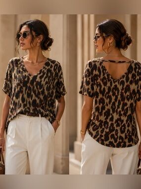 & Other Stories Leopard Print Top Size 8